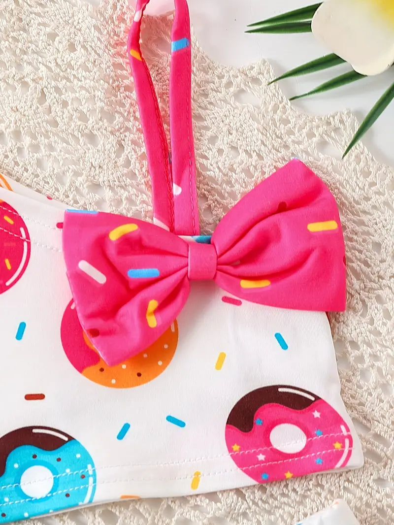 Maillot de bain fille deux pièces – Bikini fun imprimé donuts colorés