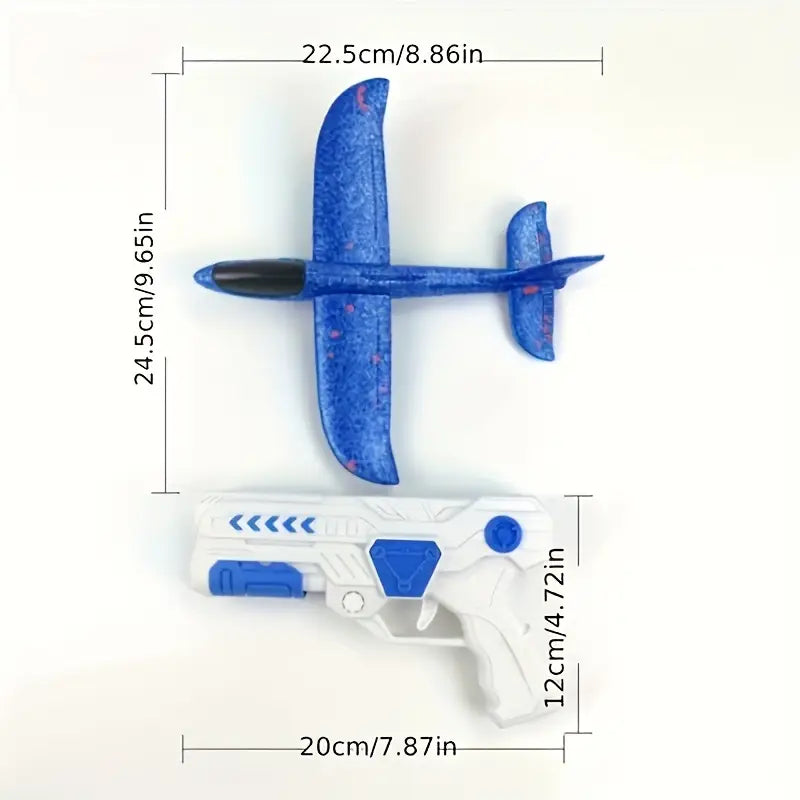 Avion Planeur en Mousse avec Lanceur Pistolet – Jouet Volant Extérieur Ludique et Résistant pour Enfants