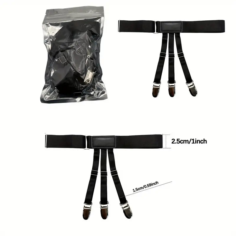 Bretelles homme noires ajustables – Bretelles élastiques à pinces renforcées, style élégant et maintien parfait