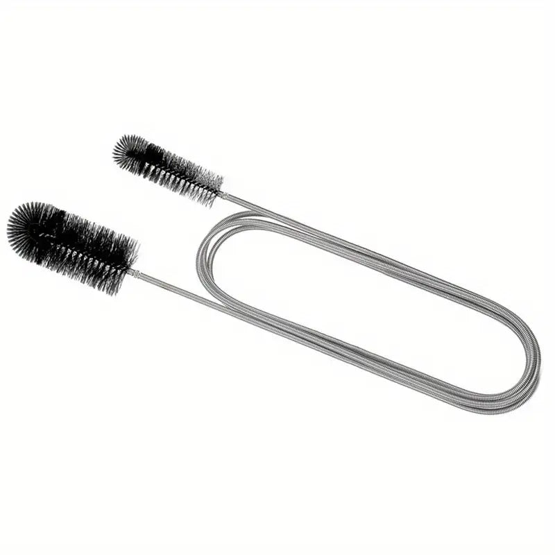 Brosse de Nettoyage Double Tête avec Flexible Métallique – Outil de Débouchage pour Tuyaux, Éviers et Siphons – Collection Plomberie Brute