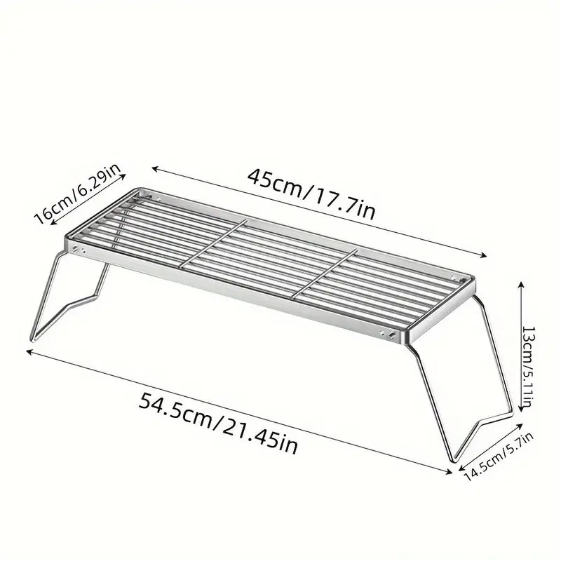 Grille de cuisson pliable en acier inoxydable – Accessoire compact pour barbecue, camping et cuisine d’extérieur