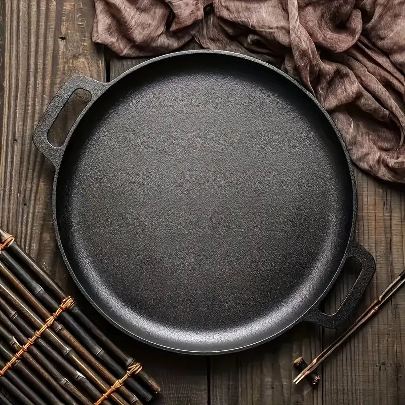 Poêle en fonte camping avec poignées – Plat de cuisson robuste pour barbecue, feu de camp et cuisine outdoor