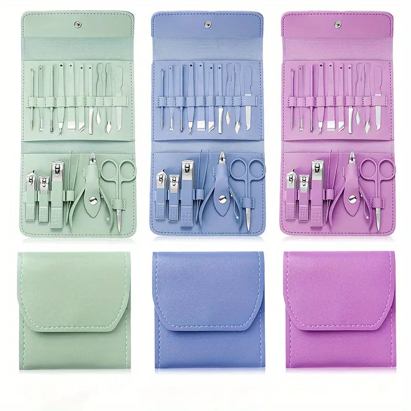 Trousse Manucure et Pédicure 16 Pièces – Kit Professionnel Coupe-Ongles et Soins des Mains et Pieds avec Étui Compact