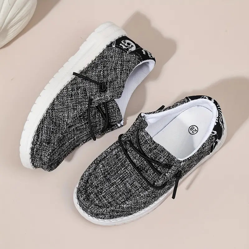 Mocassins garçon sans lacets gris et noir – Chaussures légères confortables avec semelle blanche