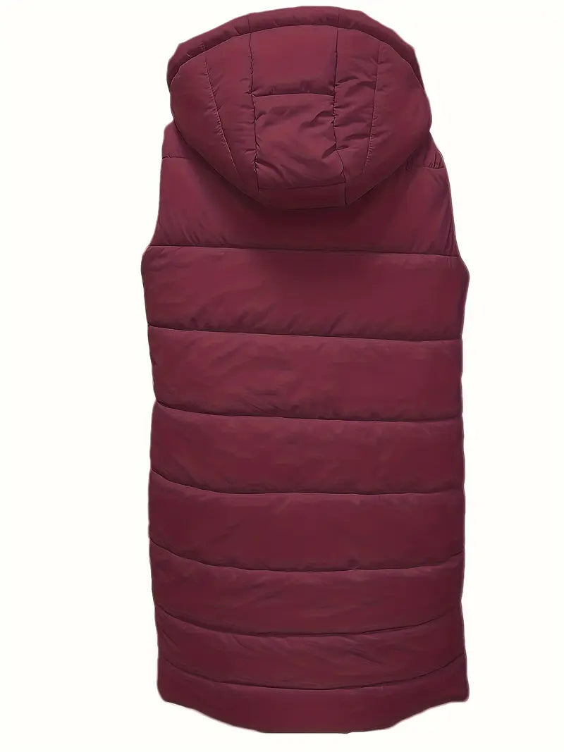 Doudoune Longue Sans Manches Femme avec Capuche – Gilet Matelassé Chaud Idéal pour l’Hiver