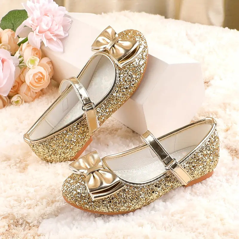 Ballerines fille multicolores avec nœud pailleté – Chaussures de cérémonie et fête
