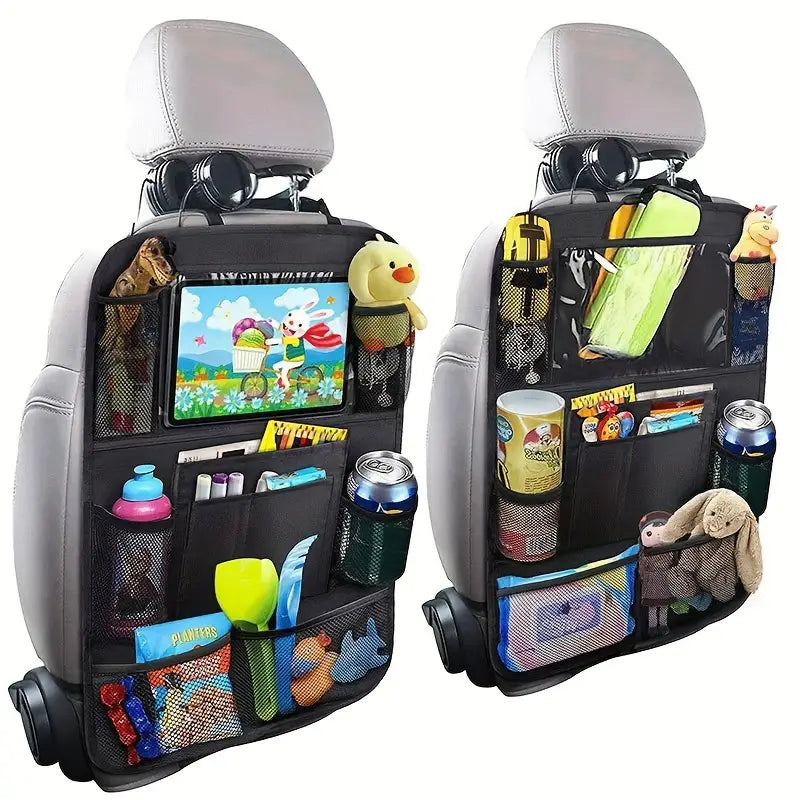 Organisateur de voiture multifonction – Rangement arrière de siège avec support tablette, poches et porte-gobelets
