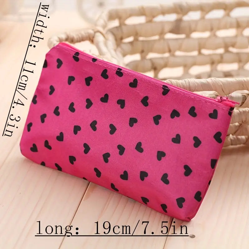 Trousse de Maquillage Motifs Cœurs – Pochette Zippée pour Rangement Cosmétique, Stylos ou Accessoires