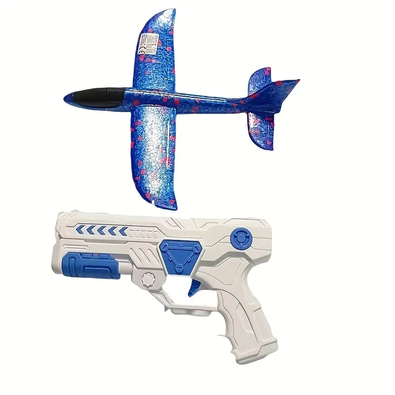 Avion Planeur en Mousse avec Lanceur Pistolet – Jouet Volant Extérieur Ludique et Résistant pour Enfants