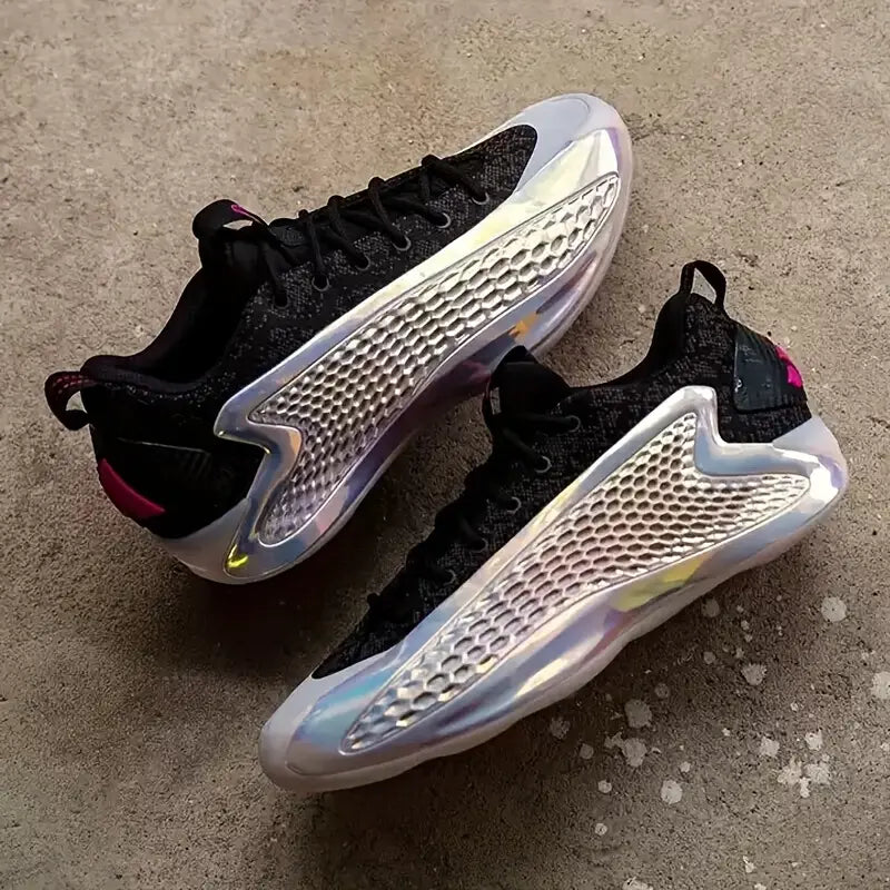 Baskets de sport homme noires et argent – Chaussures légères running, fitness et plein air