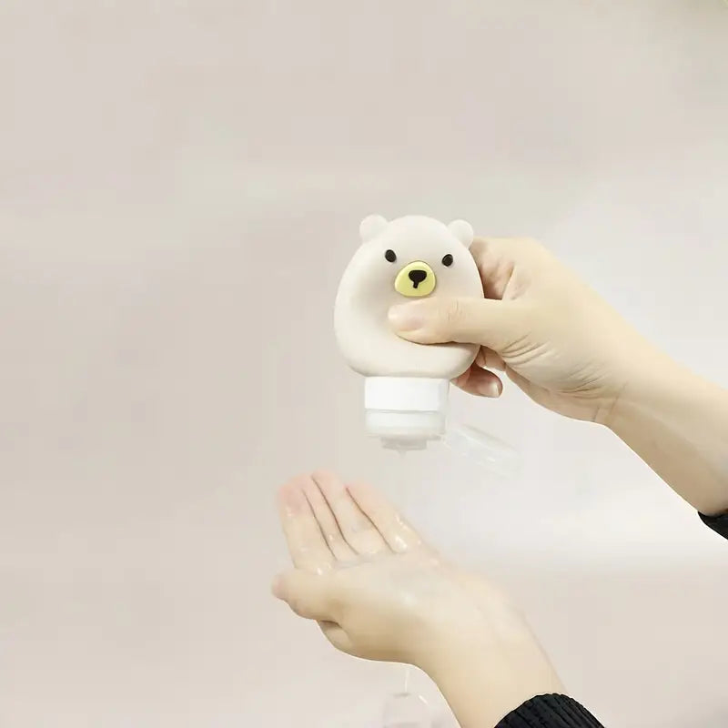 Flacons rechargeables bébé ours – Pots de toilette en silicone étanches pour voyage et soins