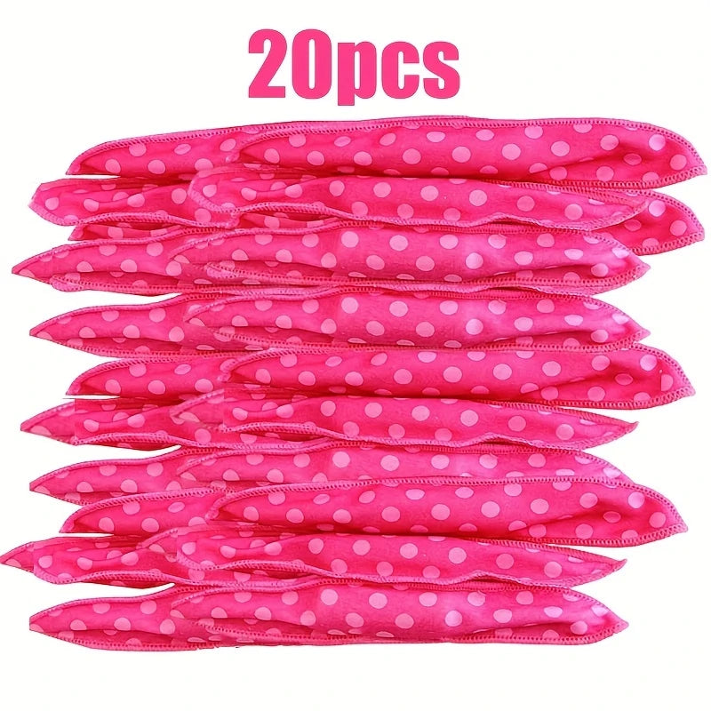 Bigoudis Souples Sans Chaleur – Lot de 10/20/30 Rouleaux Curling Cheveux en Tissu Satiné à Pois