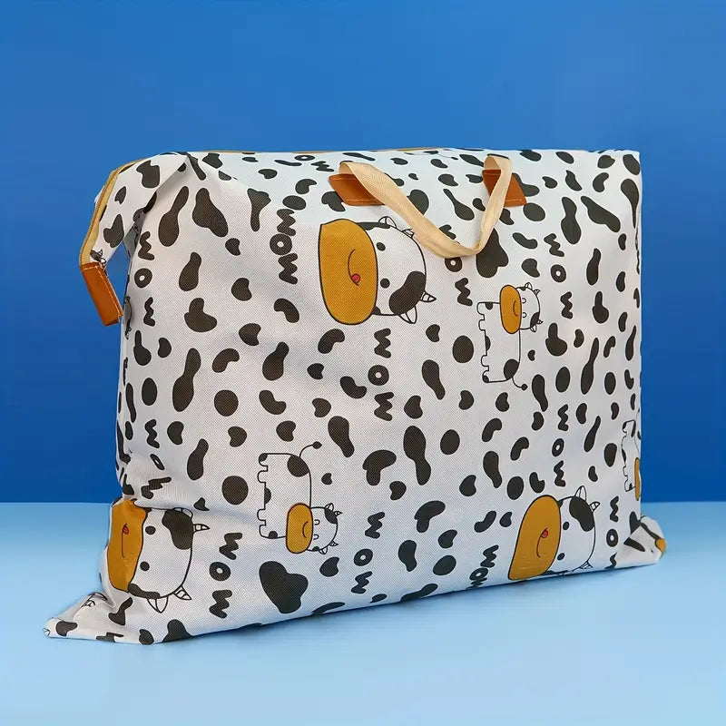 Sac de Rangement Pliable Grande Capacité – Housse de Rangement Étanche avec Motifs Vache pour Vêtements, Couettes et Accessoires