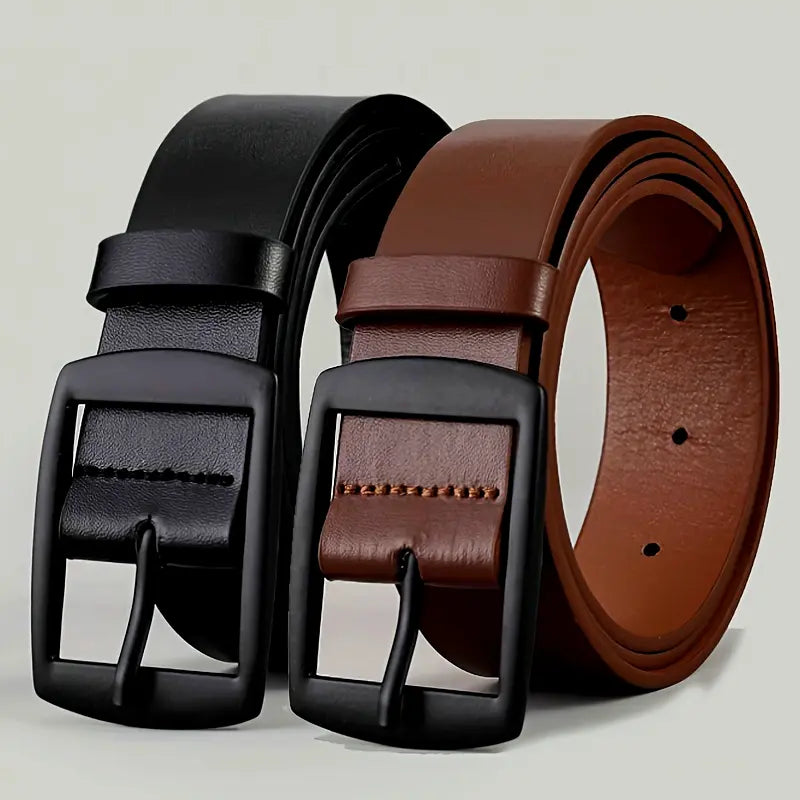 Ceinture homme en cuir véritable – Accessoire élégant avec boucle classique noire
