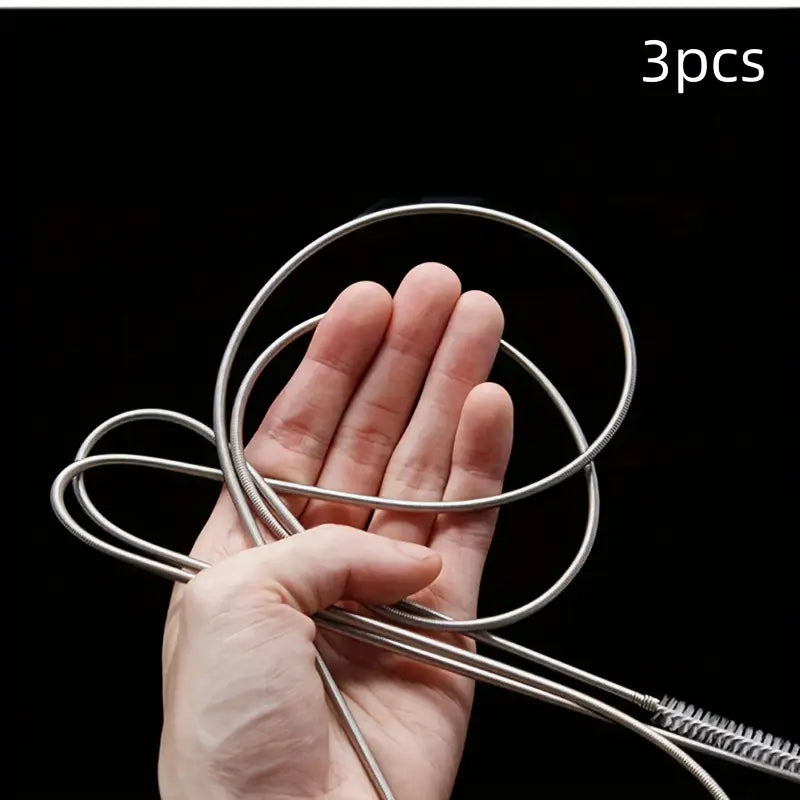Flexible de Nettoyage avec Brosse en Acier Inoxydable – Déboucheur Manuel pour Tuyaux, Éviers et Siphons – Collection Plomberie Brute
