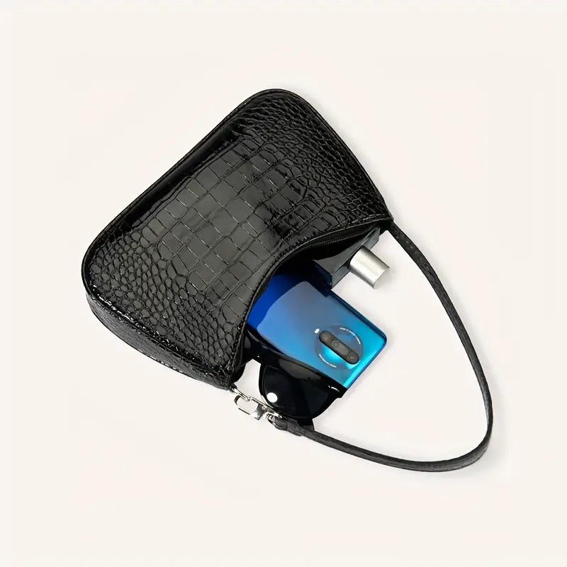 Sac Hobo blanc effet crocodile pour femme Petit sac épaule élégant, tendance et chic