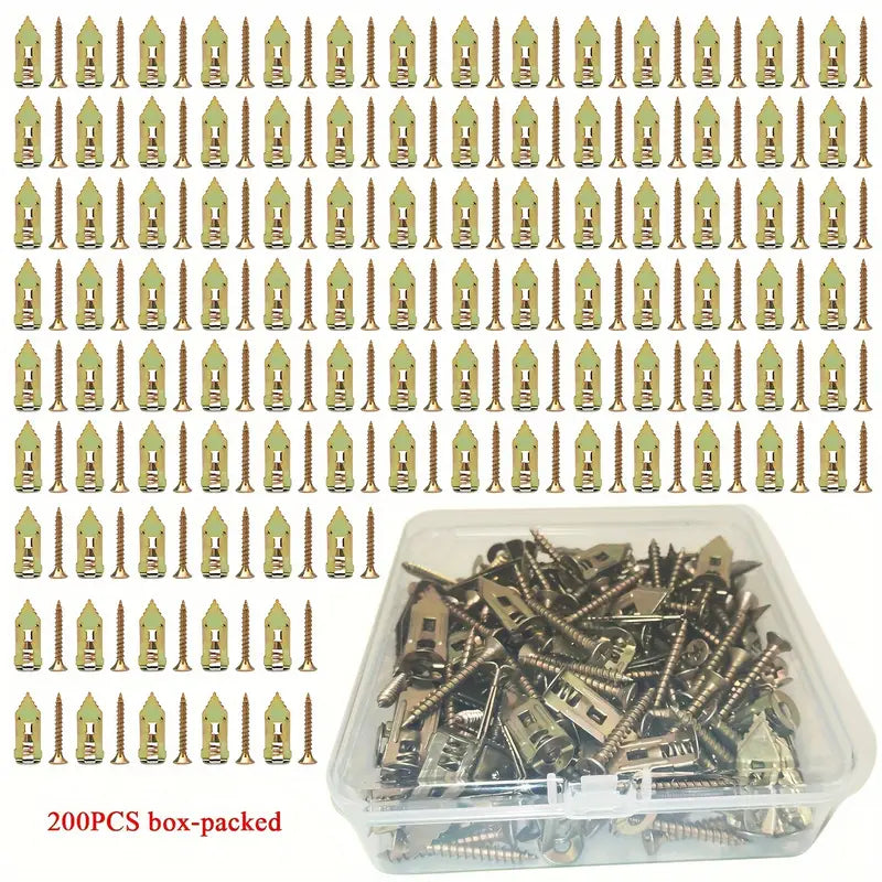 Chevilles Métalliques à Expansion avec Vis – Fixations Murales Solides pour Cloisons et Plaques de Plâtre