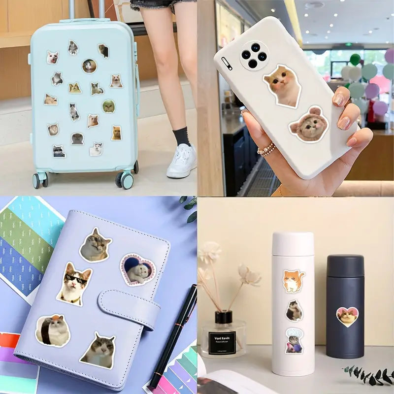 Autocollants Chats Drôles – Stickers Vinyle Amusants pour Ordinateur Portable, Tablette et Journal