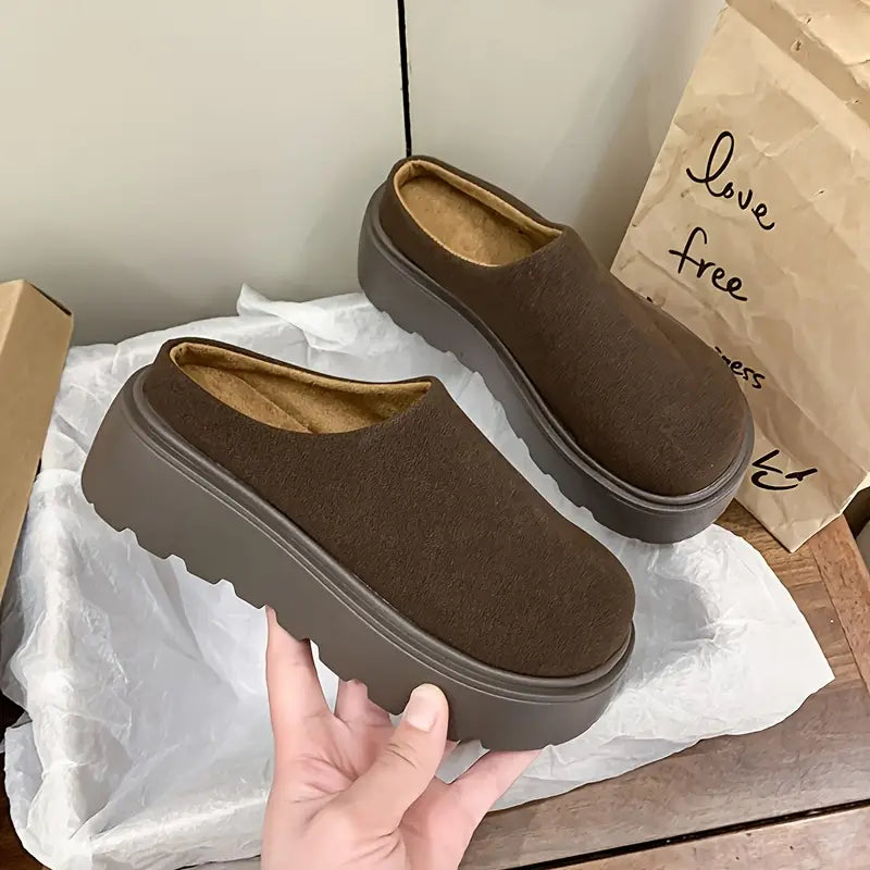 Mules fille en cuir PU – Sabots décontractés à semelle épaisse antidérapante