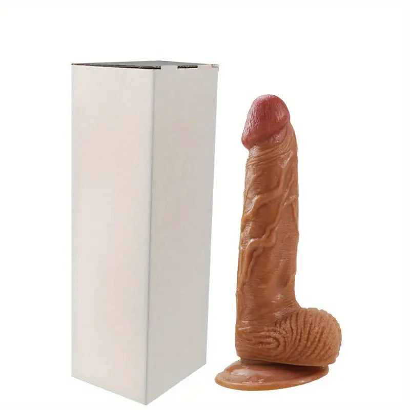 Godemichet Réaliste avec Ventouse – Sextoy en Silicone Souple Texturé, Veiné et Testicules pour Plaisir Intense