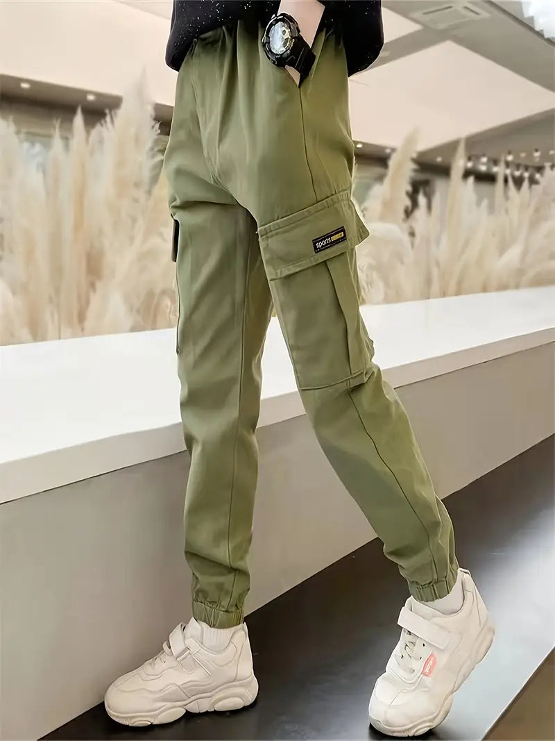 Pantalon Cargo Garçon avec Poches Latérales – Pantalons Enfant Mode Décontractée et Confort Quotidien
