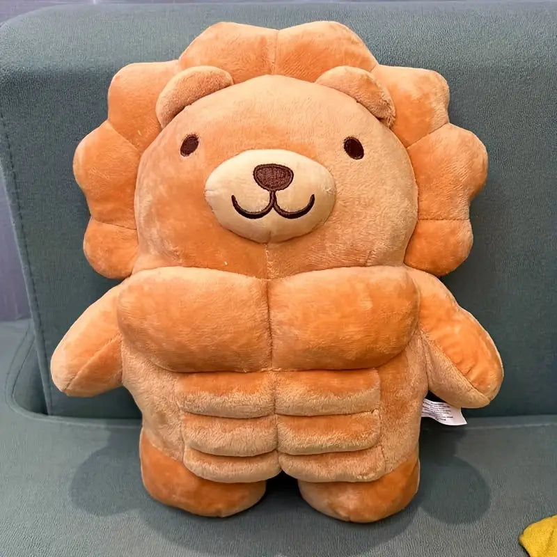 Peluche Lion/Ours Musclé – Doudou Original avec Abdos pour Enfants et Fans de Peluches Amusantes