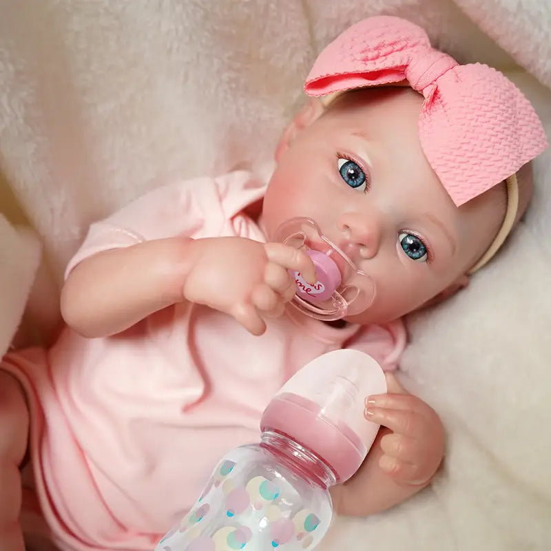Poupée Bébé Réaliste en Silicone avec Tenue Rose – Poupée Reborn pour Jeu et Collection