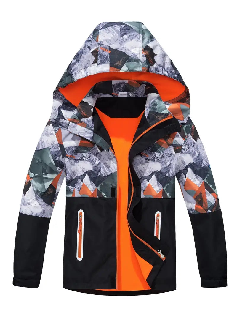 Veste de Ski Enfant avec Capuche – Coupe-Vent Imperméable Chaude pour Sport et Extérieur