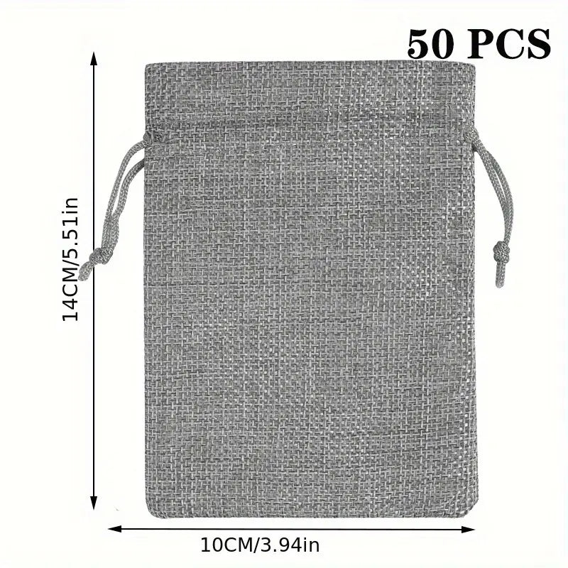 Sacs en Jute avec Cordon de Serrage – Pochettes Naturelles Réutilisables pour Emballage Cadeaux et Stockage