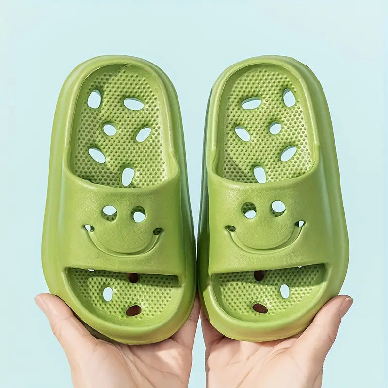 Sandales fille colorées antidérapantes – Claquettes d’été légères avec motif smiley