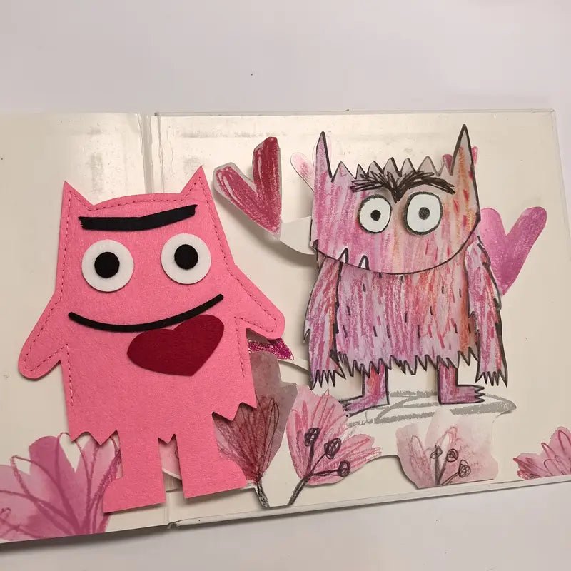 Marionnettes Émotions Color Monster – Jeu Éducatif en Feutrine avec Livre pour Théâtre et Expression des Sentiments