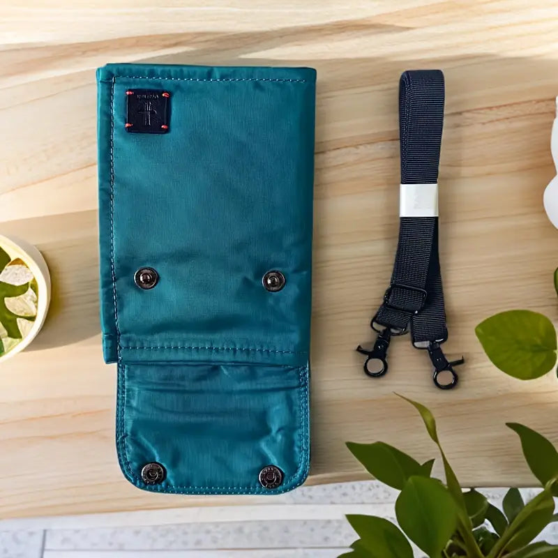 Pochette de voyage imperméable bleu turquoise Protège-passeport avec cordon amovible et fermeture à pression