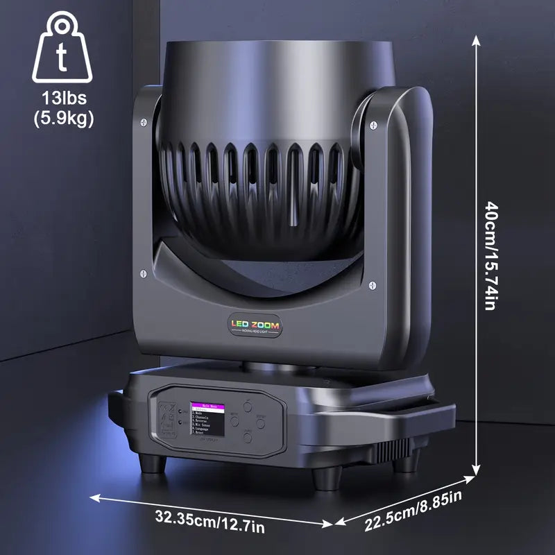 Projecteur LED Moving Head avec Zoom – Éclairage DJ 380W Pro, Tête Mobile DMX pour Soirées & Événements