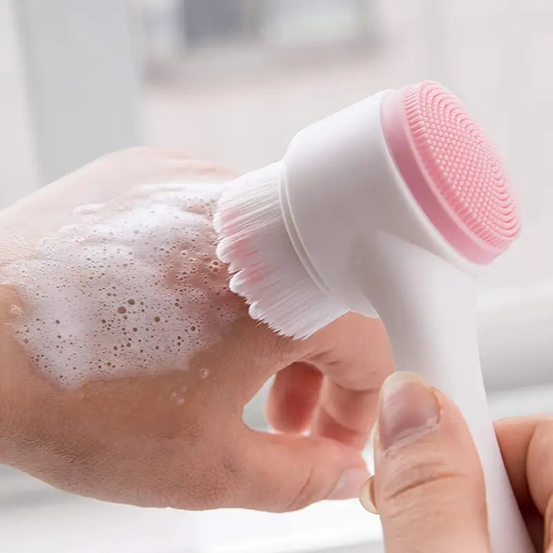 Brosse Nettoyante Visage 2 en 1 – Poils Doux & Picots Silicone pour Nettoyage en Profondeur et Massage