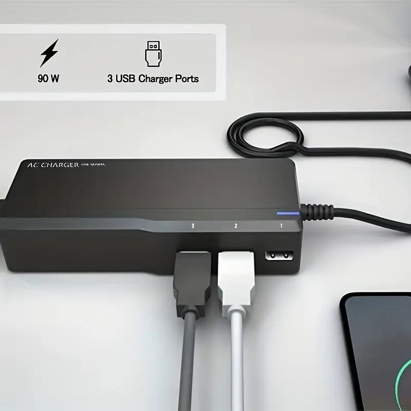 Chargeur Universel Ordinateur Portable 90W – Alimentation avec 15 Embouts Adaptateurs et Ports USB