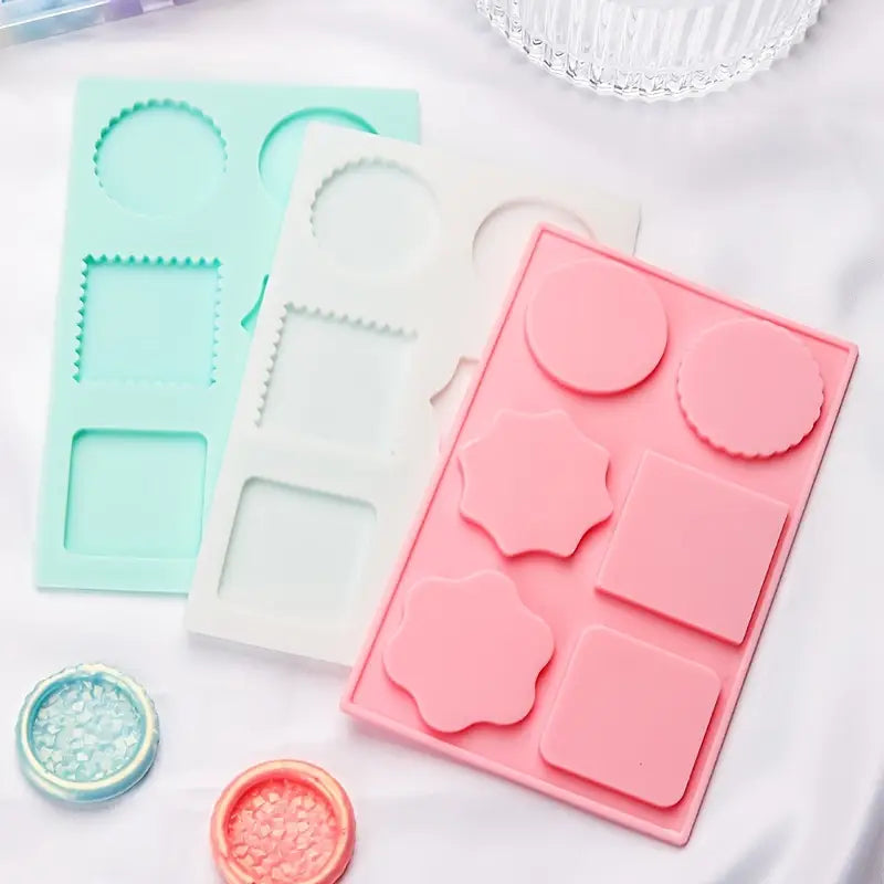 Moules en Silicone pour Cachets de Cire – Formes Géométriques et Fleurs pour Scrapbooking, Cartes et DIY