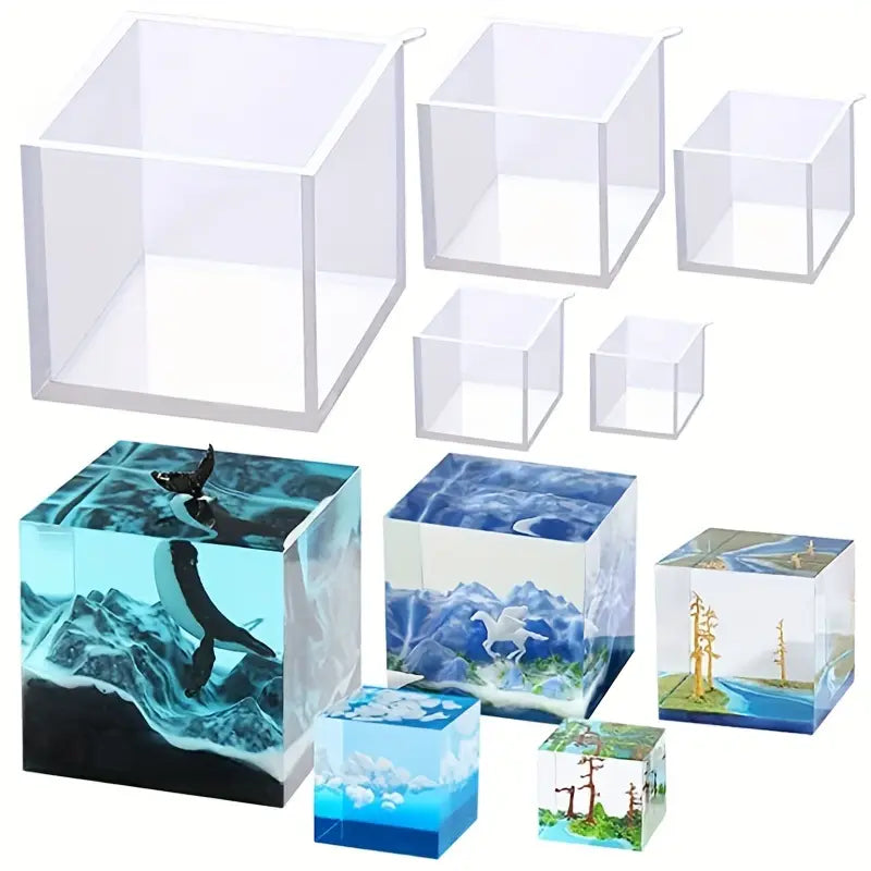 Moules Cube en Silicone pour Résine Époxy – DIY Bijoux, Décorations et Créations Artistiques Transparentes