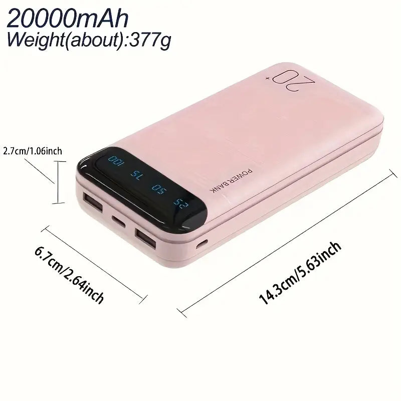 Power Bank 10000/20000mAh – Batterie Externe Haute Capacité avec Écran LED et Charge Rapide