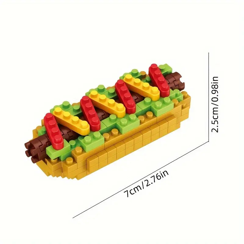 Kit de Construction Fast Food en Briques – Maquette 3D Hamburger, Pizza, Hot-Dog et Frites à Assembler