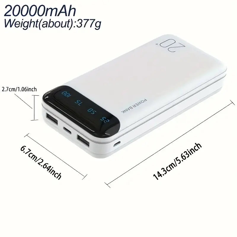 Power Bank 10000/20000mAh – Batterie Externe Haute Capacité avec Écran LED et Charge Rapide