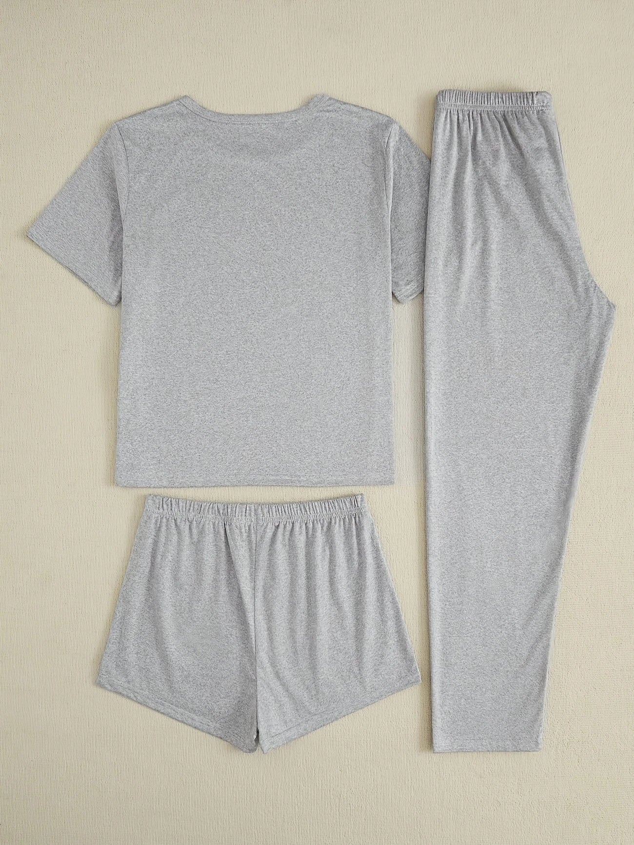 Pyjama Femme 3 Pièces Noir – T-Shirt, Short & Pantalon Long, Ensemble Polyvalent et Confortable pour la Nuit
