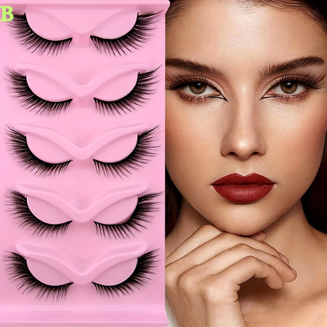 Faux Cils 3D Naturels – Lot de 5 Paires Réutilisables pour un Regard Intense et Glamour