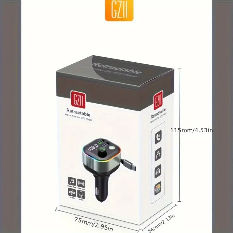 Transmetteur FM Bluetooth Voiture avec Chargeur USB & Type-C – Kit Mains Libres et Musique Haute Qualité