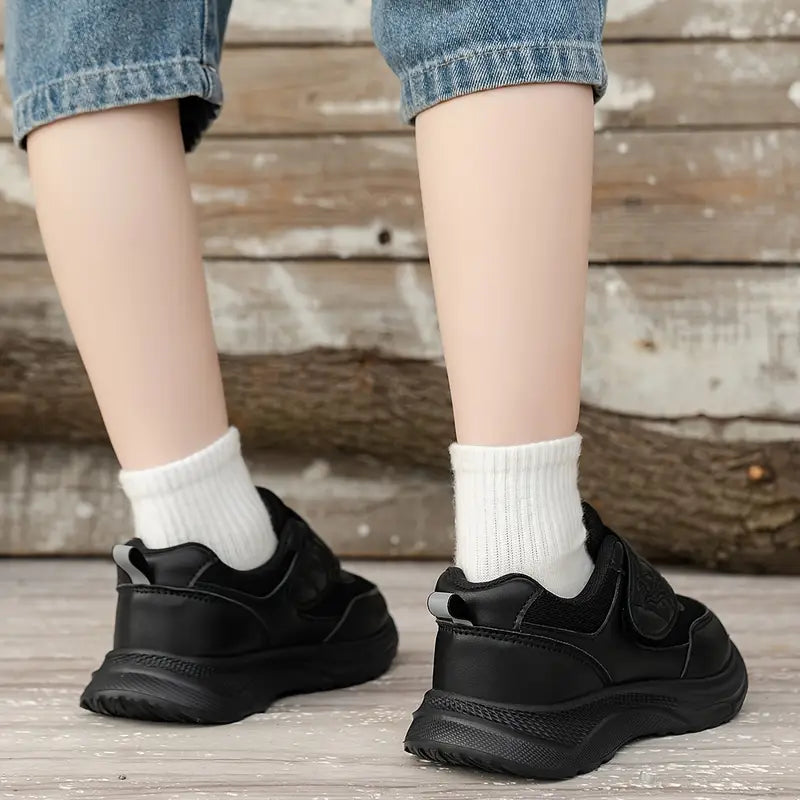 Chaussures sans lacets garçon noires – Mocassins confort à scratch motif chauve-souris