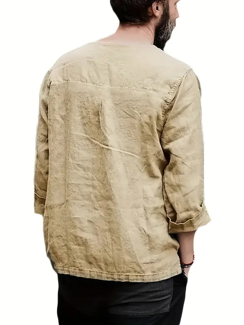 Chemise fantaisie homme en lin – Haut décontracté à lacets style bohème et médiéval