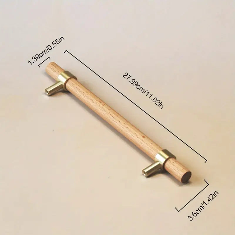 Poignée de Tirage en Bois et Métal 28 cm – Accessoire de Meuble et Porte pour Prise en Main Ergonomique