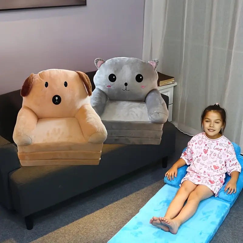 Fauteuil Enfant en Peluche Forme Chien – Chaise Douce et Confortable pour Chambre Bébé ou Aire de Jeu