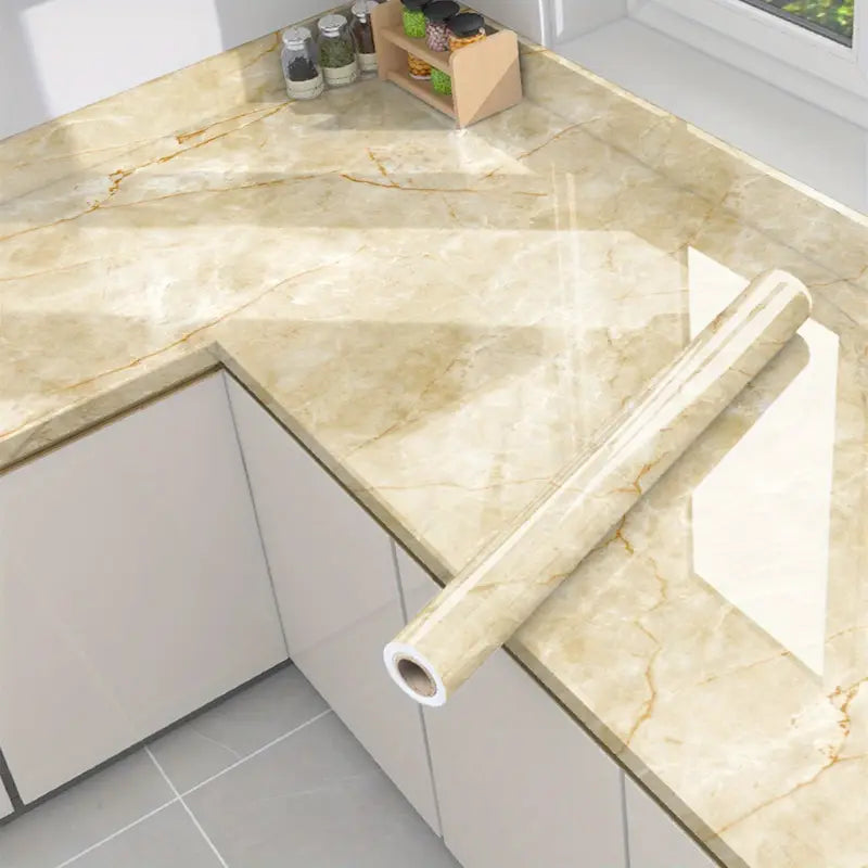 Papier Peint Adhésif Effet Terrazzo – Rouleau Étanche et Facile à Poser pour Cuisine, Salle de Bain et Meubles