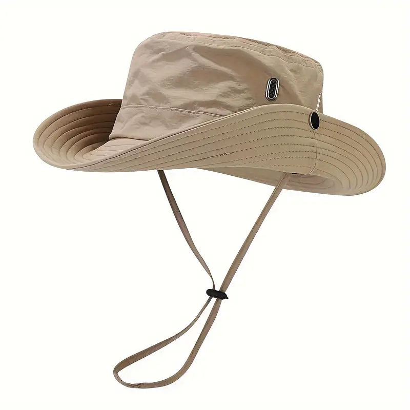 Chapeau de soleil homme noir – Bob safari avec cordon réglable pour randonnée et plein air