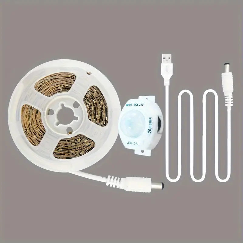 Ruban LED avec Détecteur de Mouvement – Éclairage Automatique USB 5V pour Placard, Escalier ou Couloir